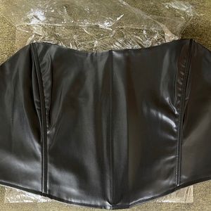 Faux leather cropped  corset
